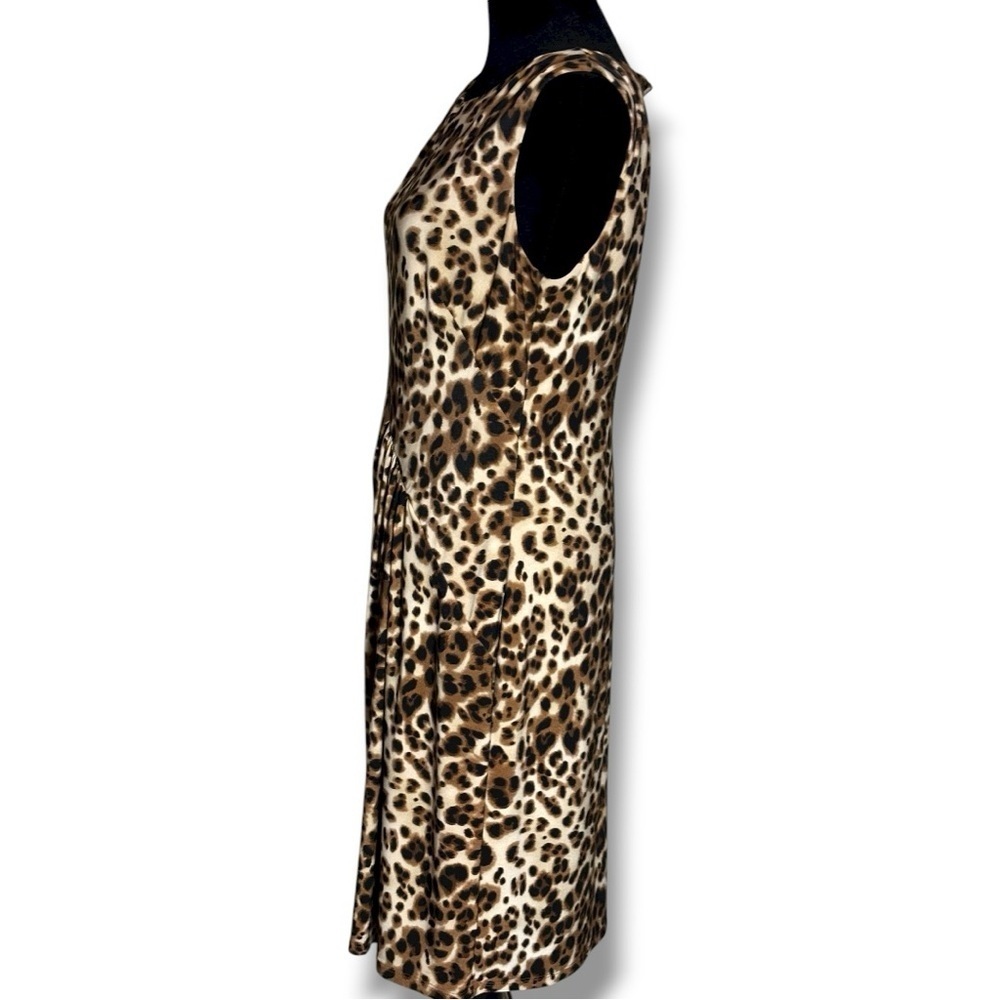 Jones New York Leopard Print Sleeveless Rouching Detail Fully Lined Mini Dress - Picture 4 of 13
